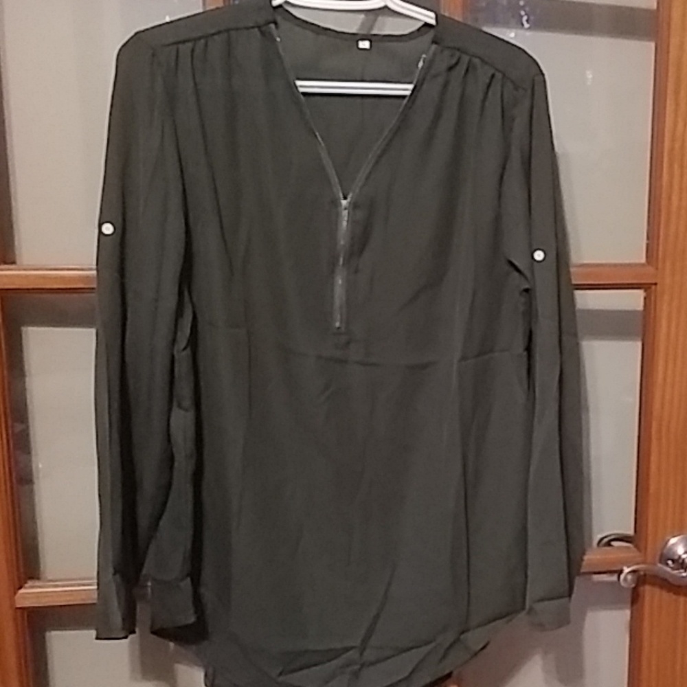Zippered front Womens Blouse XL
